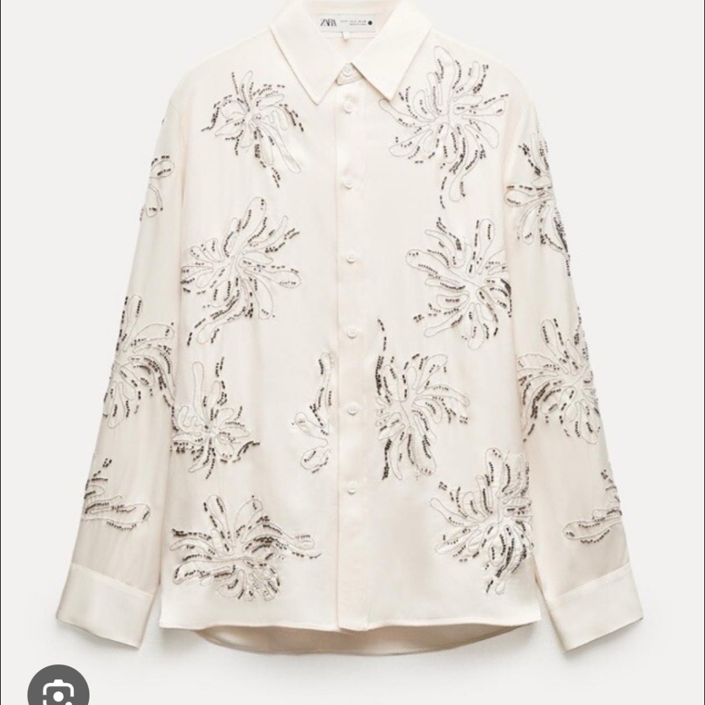 NWT Zara Embroidered Beaded Top - Picture 5 of 11